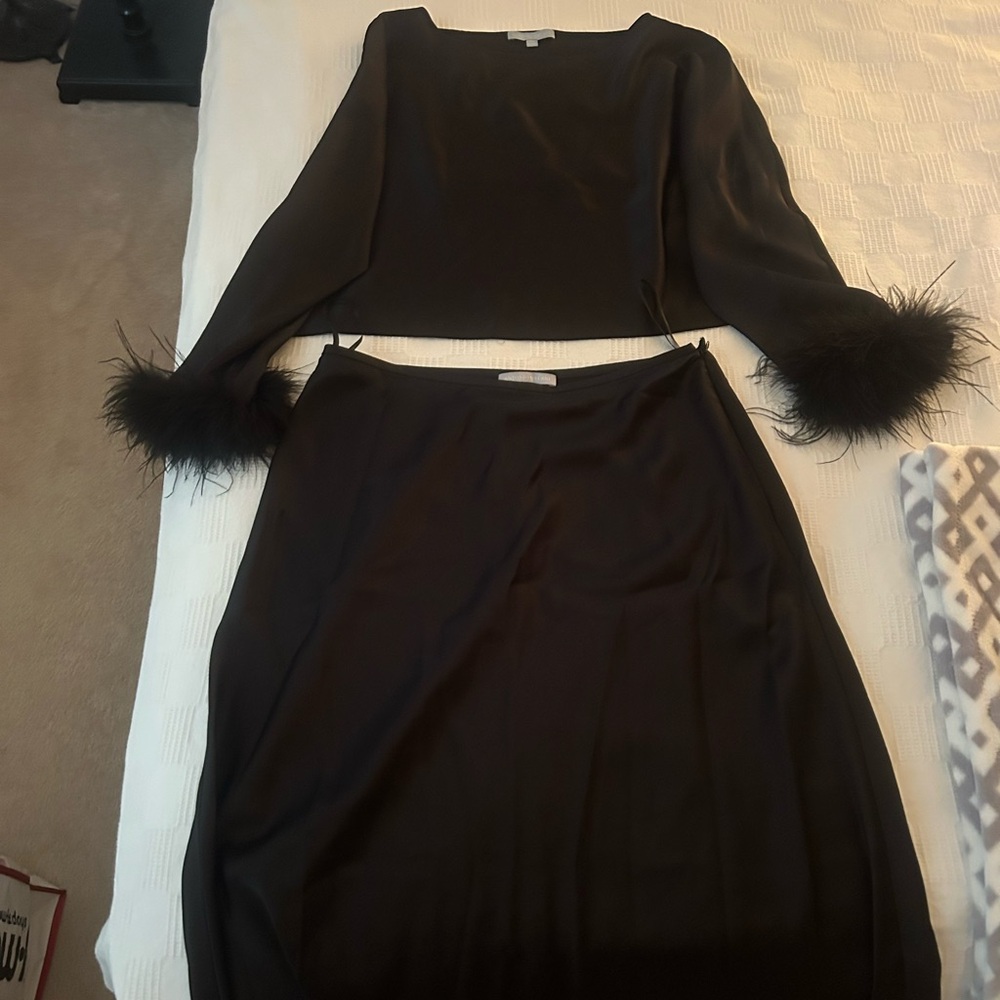 ANTONIO MELANI Black Elegant Top and Skirt Set